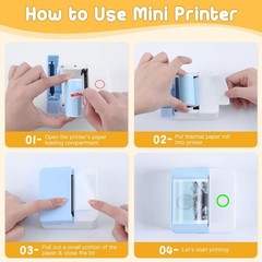 Portable 10-Roll Set of Self-Adhesive Printable Stickers for Mini Printers