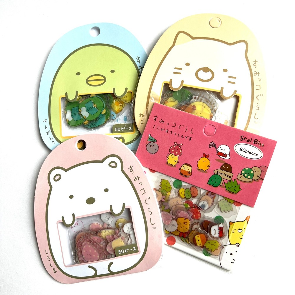 Sumikko Gurashi Sticker Flakes Cute Kawaii Bundle of 4 packs