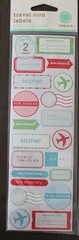 New Martha Stewart scrapbook stickers Travel Icon Passport Airmail 2 sheets
