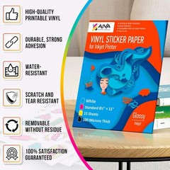Waterproof Glossy Vinyl Sticker Sheets for Inkjet Printers