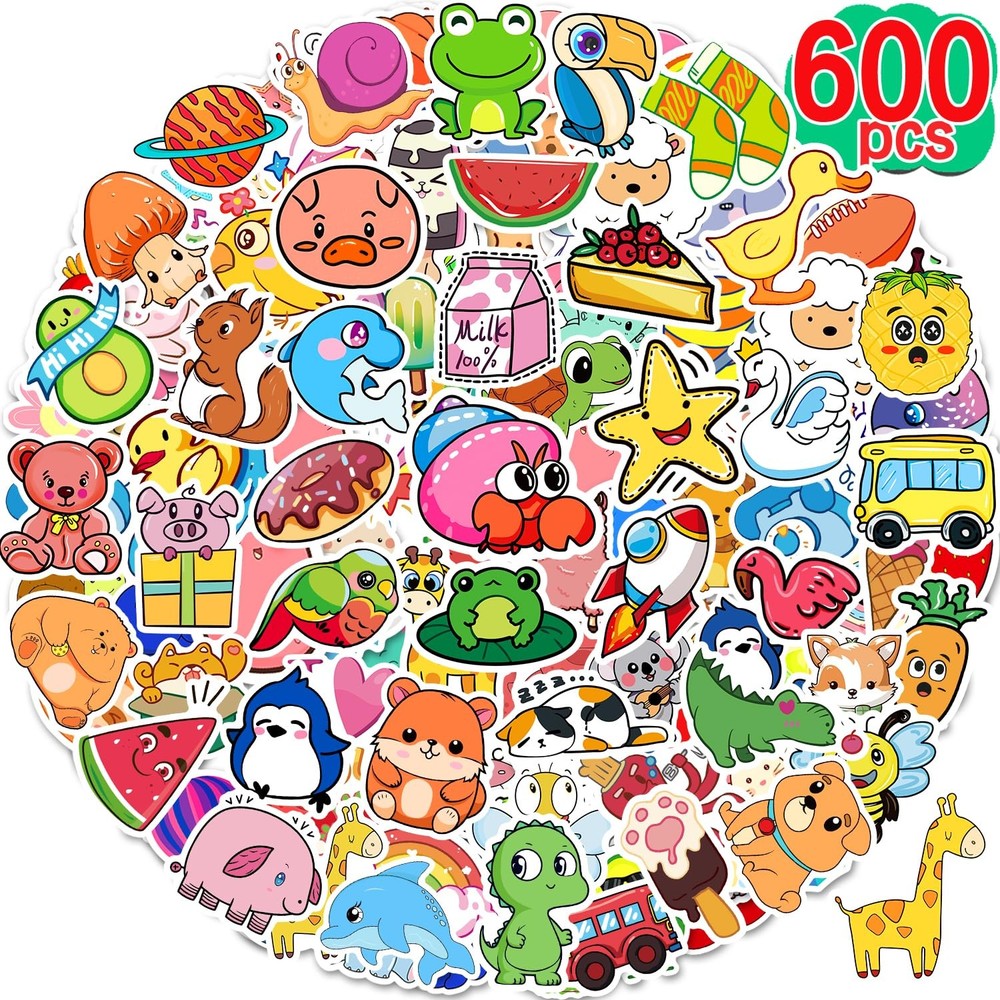600 Pcs Cute Stickers for Kids, Water Bottle Stickers for Teens, Kawaii Vinyl…