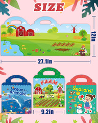 Benresive Reusable Sticker Book for Toddlers 2-4 Years, 3 Sets Travel Stickers f