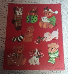Vntg. American Greetings Teddy Bear And Kitty Sticker Sheet