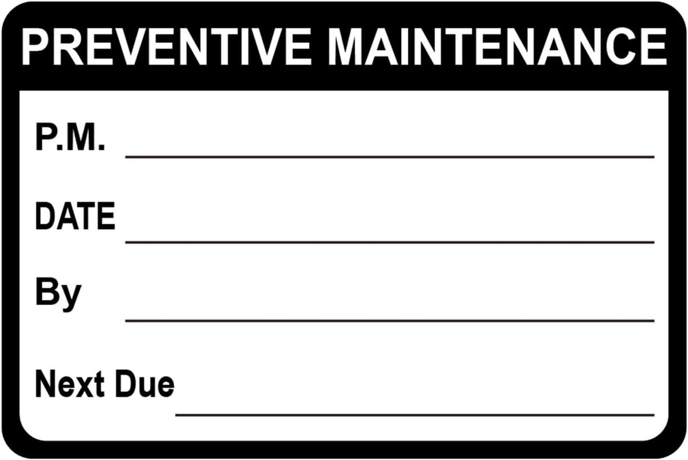 Maintenance Stickers,2X3 Inch 200Pcs Black Preventative Maintenance Waterproof S