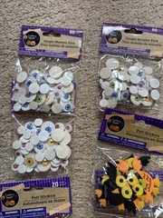 Halloween Scrapbook Felt Stickers, Fall Leaves, & Googly Eyes LOT OF 19