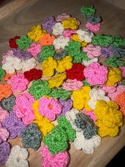 Crochet Flowers Small 100 pcs Pastel Spring Crafts Decoration New Holiday Card D