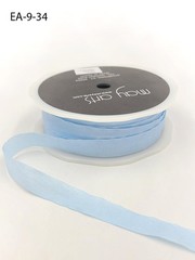 May Arts – 1/2 Inch Wrinkled Faux Silk Ribbon with Cut Edge, Light Blue, EA34