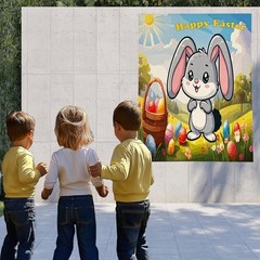 Easter Pin The Tail Bunny Game 24 Sticker Tails Blindfold Party Activity