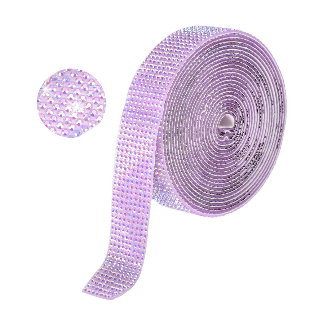 Self Adhesive Rhinestone Strips 3 Yards 0.7 Inch for Craft,Light Purple AB