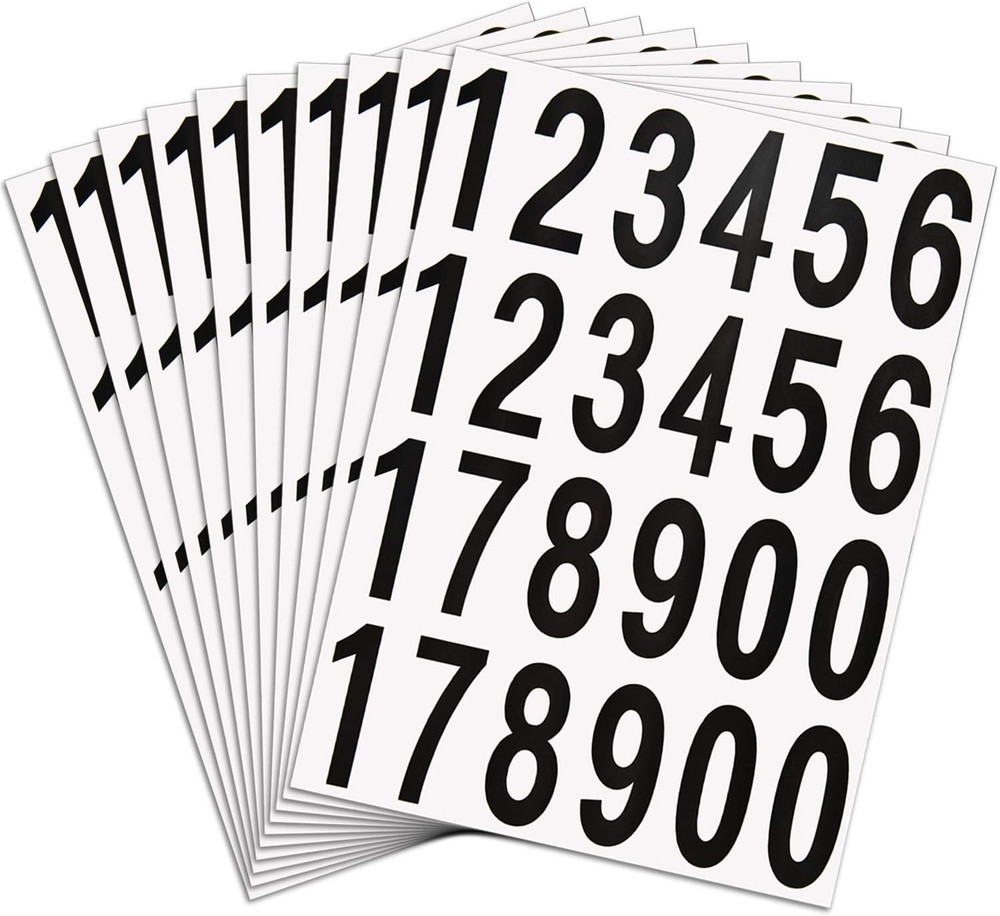 240Pcs 10 Sheets Self Adhesive Vinyl Numbers Stickers Waterproof Reflective Mail