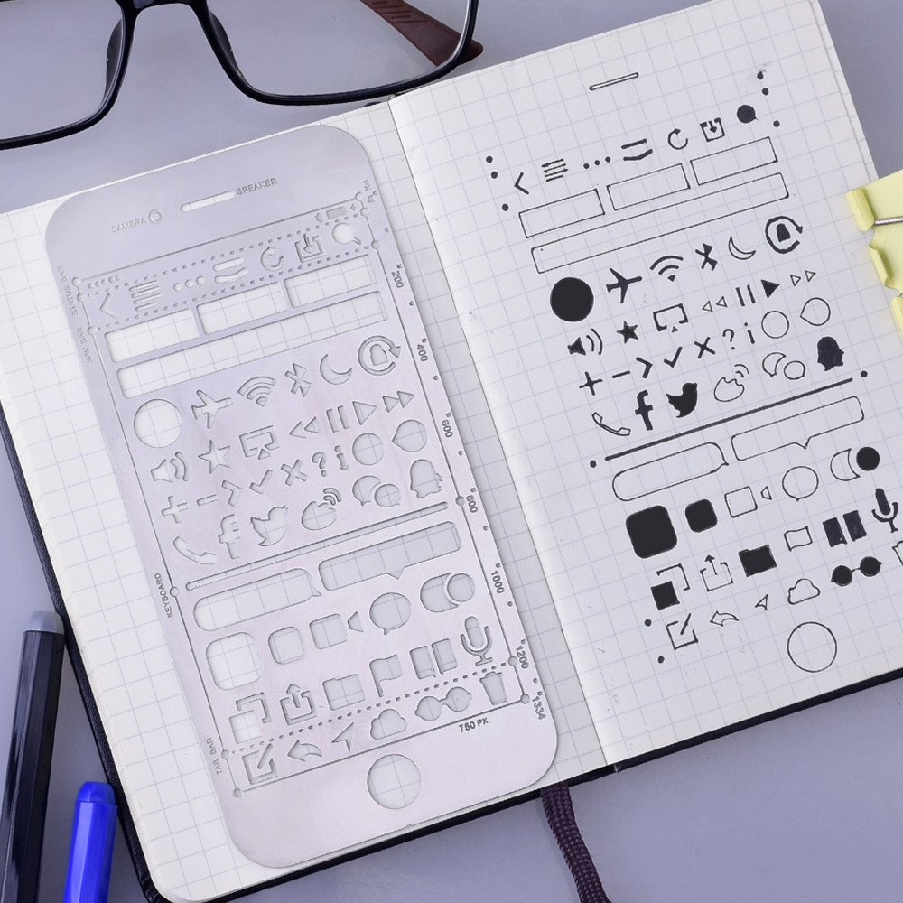 Stainless Steel Journal Stencils Sns Drawing Stencil for Notebook 1pcs 101897