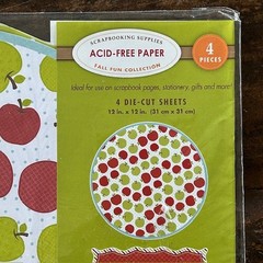 Scrapbooking paper & die-cut sheets fall fun packs 12″x 12″ apples 12 pages lot