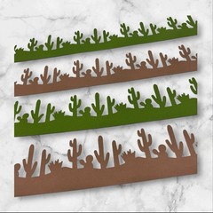 Creative Memories Cacti 12” Border Cardstock Scrapbook Die Cut Shapes, 4 Pieces