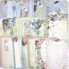 75 Sheets of Scrapbook Paper, Lace Edged Vintage Journaling Scrapbooking&Mesh T
