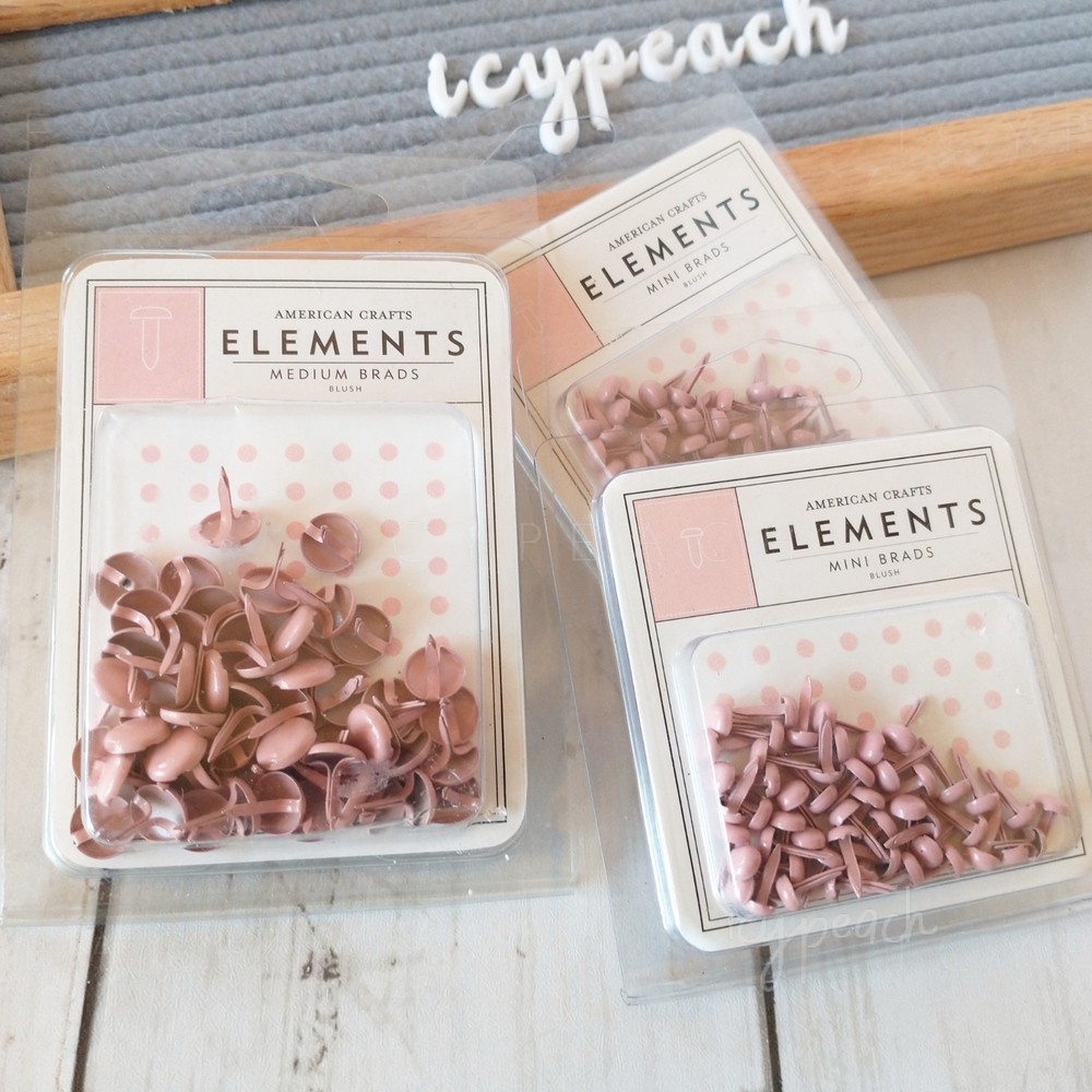 American Crafts Elements Blush Brads Medium Mini Discontinued Craft Supply DIY