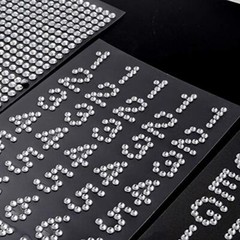 Rhinestone Stickers, 5 Sheets Self-Adhesive Glitter Alphabet Letter Silver