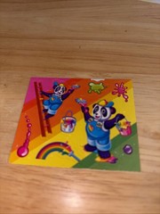 “Panda Painter” Lisa Frank Stickers, Rainbow, Read Flaw, 1 Sheet 2.5×2.5”, Vntg