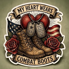 My Heart Wears Combat Boots Sticker/Military/Wife/Girlfriend/Spouse