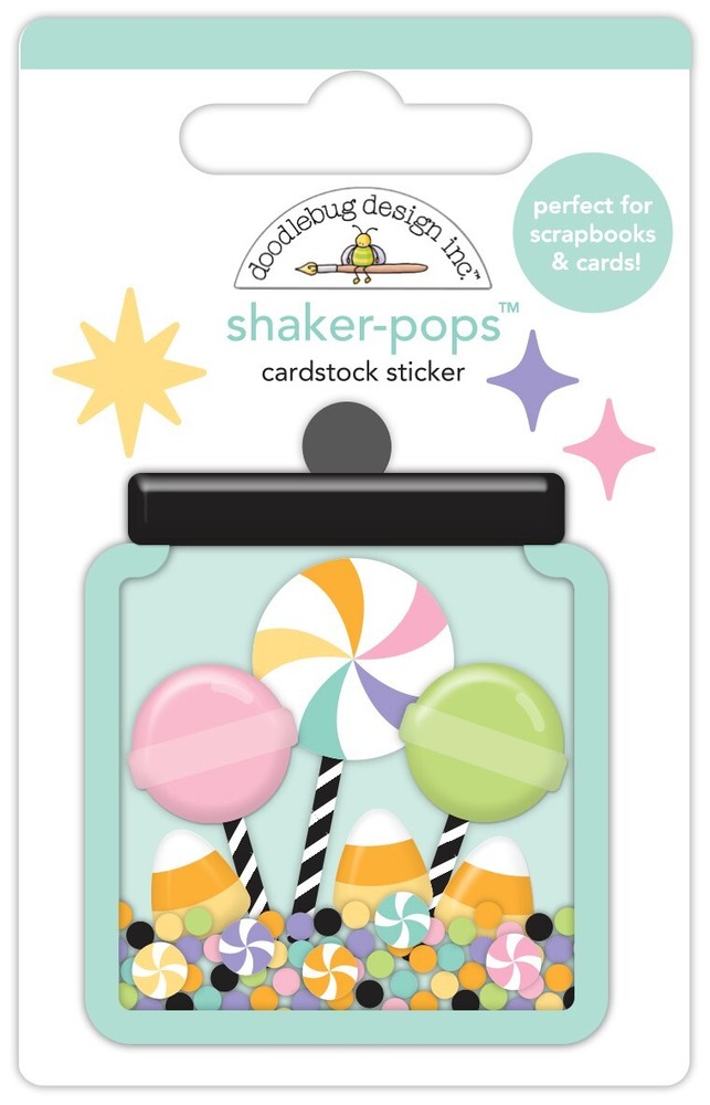 Doodlebug Stickers Shaker-Pop 3D Sweet Treats Jar of Candy Lolli-Pops Stars