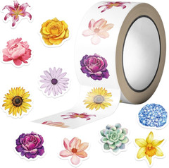 500 Pcs Flower Stickers Colorful Floral Paper Decals for Kids Spring Summer Roll