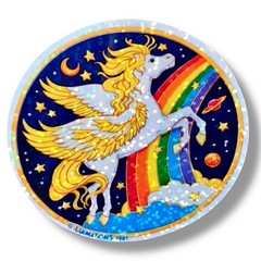 Pegasus Prism Sticker Retro 80s Holographic kawaii Unicorn 90s Holographic Decal