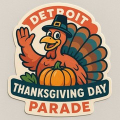 Detroit Thanksgiving Day Parade 3” Vinyl Sticker Decal Retro Turkey Michigan