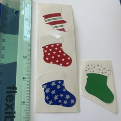 4 Mrs. Grossman’s Vintage Christmas Stocking Stickers Stars & Hearts RARE!!!