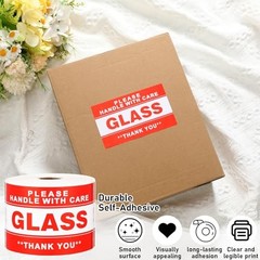 3×5 Inch 500 Pcs Handle with Care Thank You Glass Stickers Fragile Glass