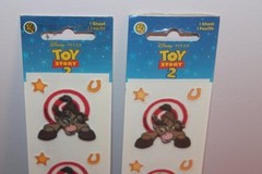 Vintage Disney Toy Story 2 BULLSEYE Fuzzy Sandylion 2 Pk Stickers New Sealed