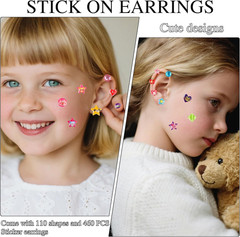 460PCS 3D Gem Sticker Earrings – Self-Adhesive Glitter Crystal Stickers for Kids