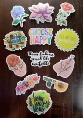 STICKERS x 12 Positive Affirmation Choose Happy You are My Sunshine Flowers 23Y5
