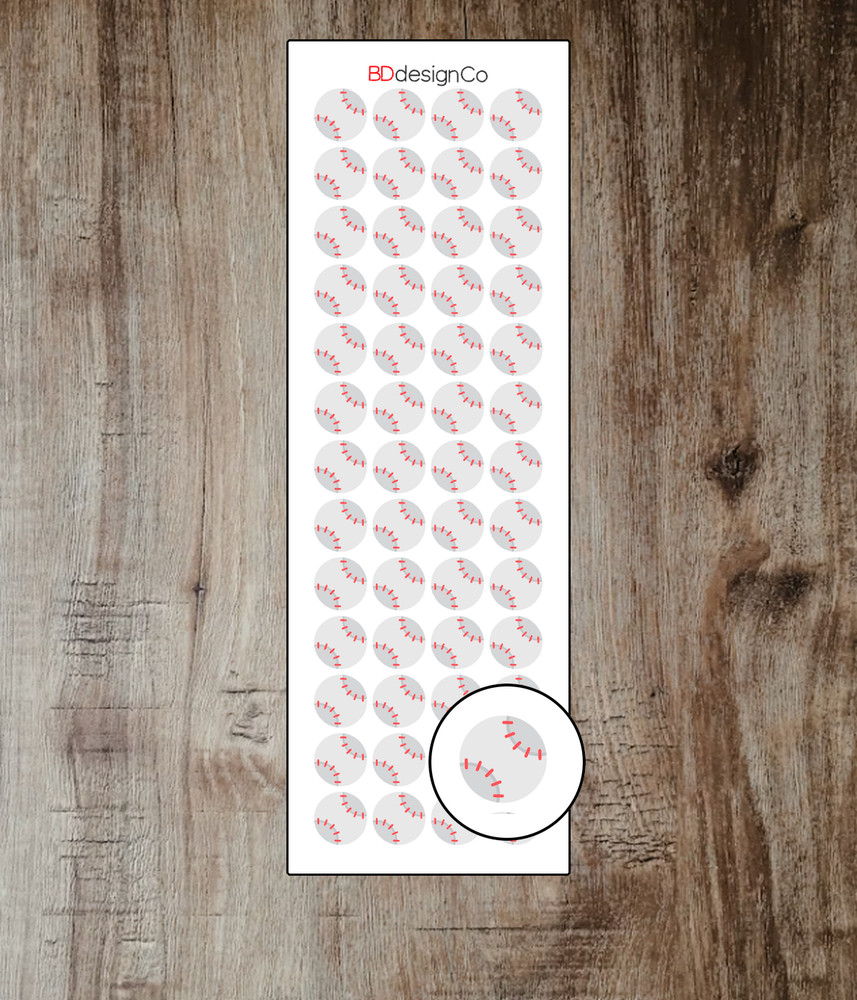 Baseball Planner Sports Stickers 52 Matte or Glossy Paper Kiss Cut (#105)