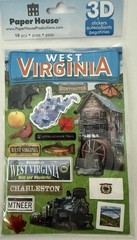 Paper House 2D/3-D~WEST VIRGINIA~sticker set~BNIP~Nice! FAST SHIP!!