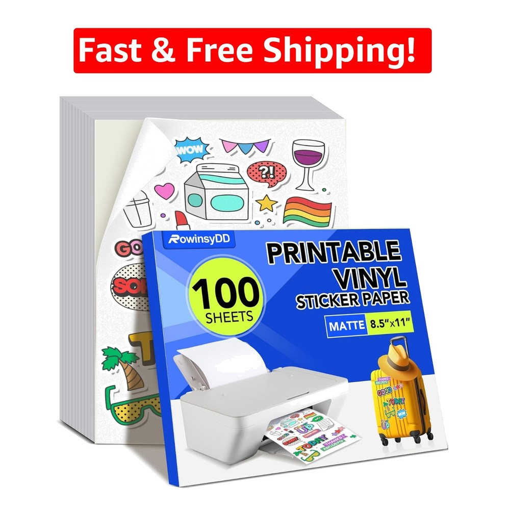 Vivid Color 8.5″x11″ Waterproof Printable Vinyl Sticker Paper – 100 Sheets
