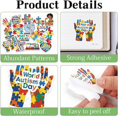 Autism Awareness Stickers, 100 PCS Puzzle Pieces Autism Stickers for Teen Adult