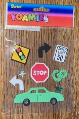 RARE Darice Foamies Learning To Drive 1st Car Signs Traffic Light Foam Stickers