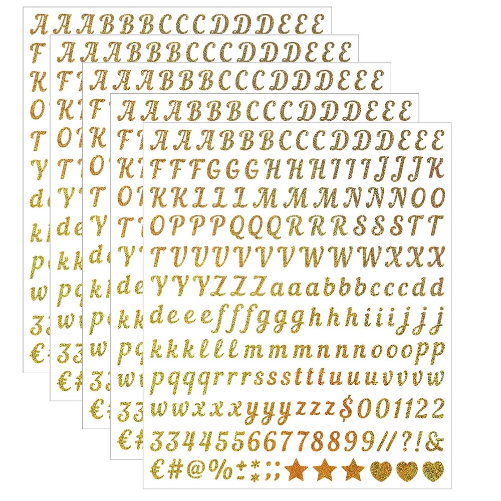 0.5 inch Small Letter Sticker, Golden Vinyl Self Adhesive inch, Gold