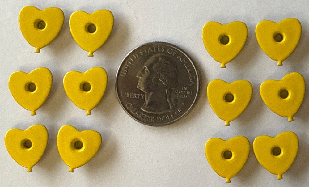 YELLOW 1/8” HEART BALLOON EYELETS(12pc)Birthday Party •Celebration•Card Making•