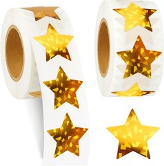 1000 pcs Star Stickers for Kids Reward, 1 inch Holographic Gold Stars Sticker…