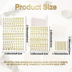 Small Metal Letter Number Stickers, 6 Sheets Gold Sticker Letters