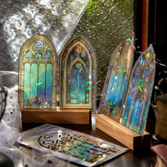 60Pcs Vintage Glazed Window Themed Stickers, 6 Packs Holographic Gothic Cathedra