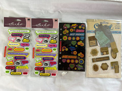 Lot Various Scrapbook Paper Sheets, Stickers, Jewels, Quotes – NEW