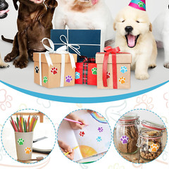500PCS Dog Paw Print Stickers, 1 Inch Colorful Dog Stickers for Kids, Self-Adhes