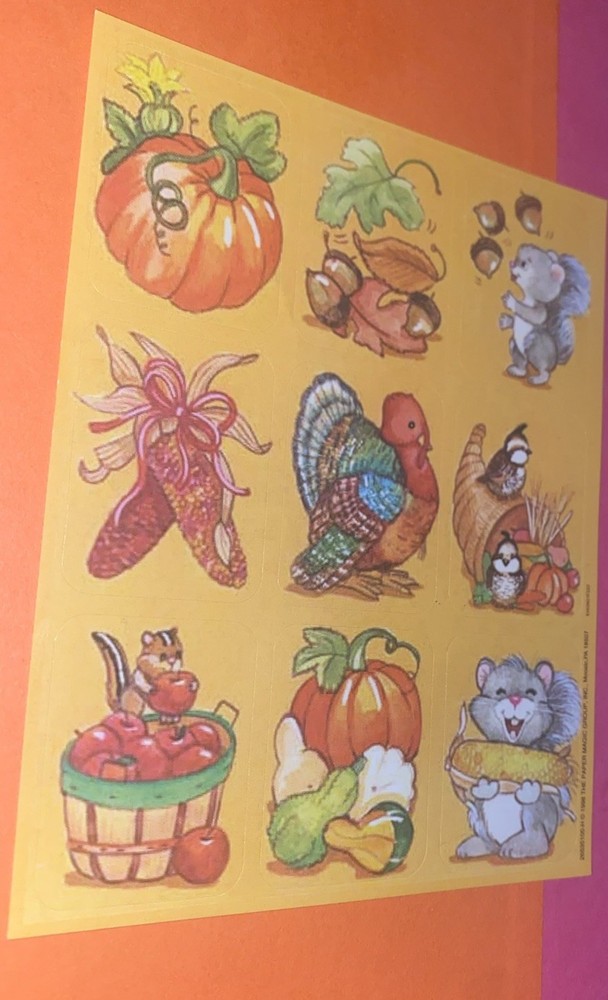 Vintage Eureka/Paper Magic Group Fall Thanksgiving Theme Sticker Sheet