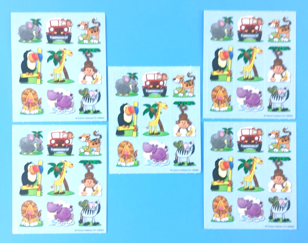 Carson Dellosa Jungle Animals Mini Sticker Sheets Lot Of 5