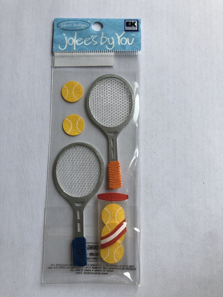 JOLEES Mini TENNIS RACQUET BALLS Play Sports Scrapbook STICKER Die Cut Craft