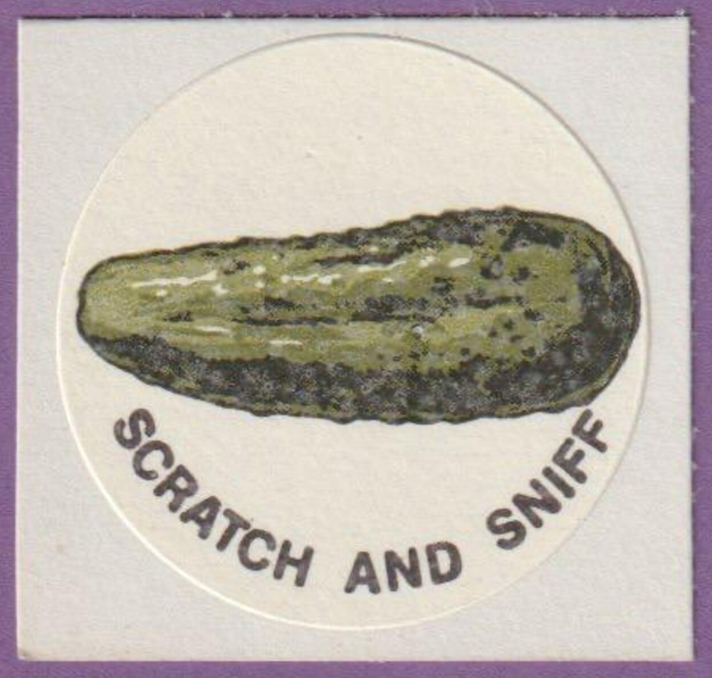 Vintage CTP 1977 Scratch & Sniff Sticker PICKLE Good Work!