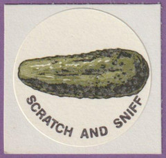 Vintage CTP 1977 Scratch & Sniff Sticker PICKLE Good Work!