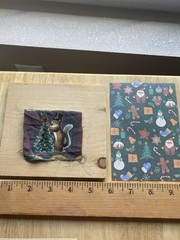 Whimsical Squirrel , Handmade Ephemera, Scrapbook,Junk Journal,tag,embellishment