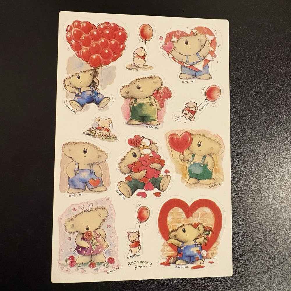 1 Sheet of Vintage AGC Heart Koala Stickers – 12 Stickers on the Sheet